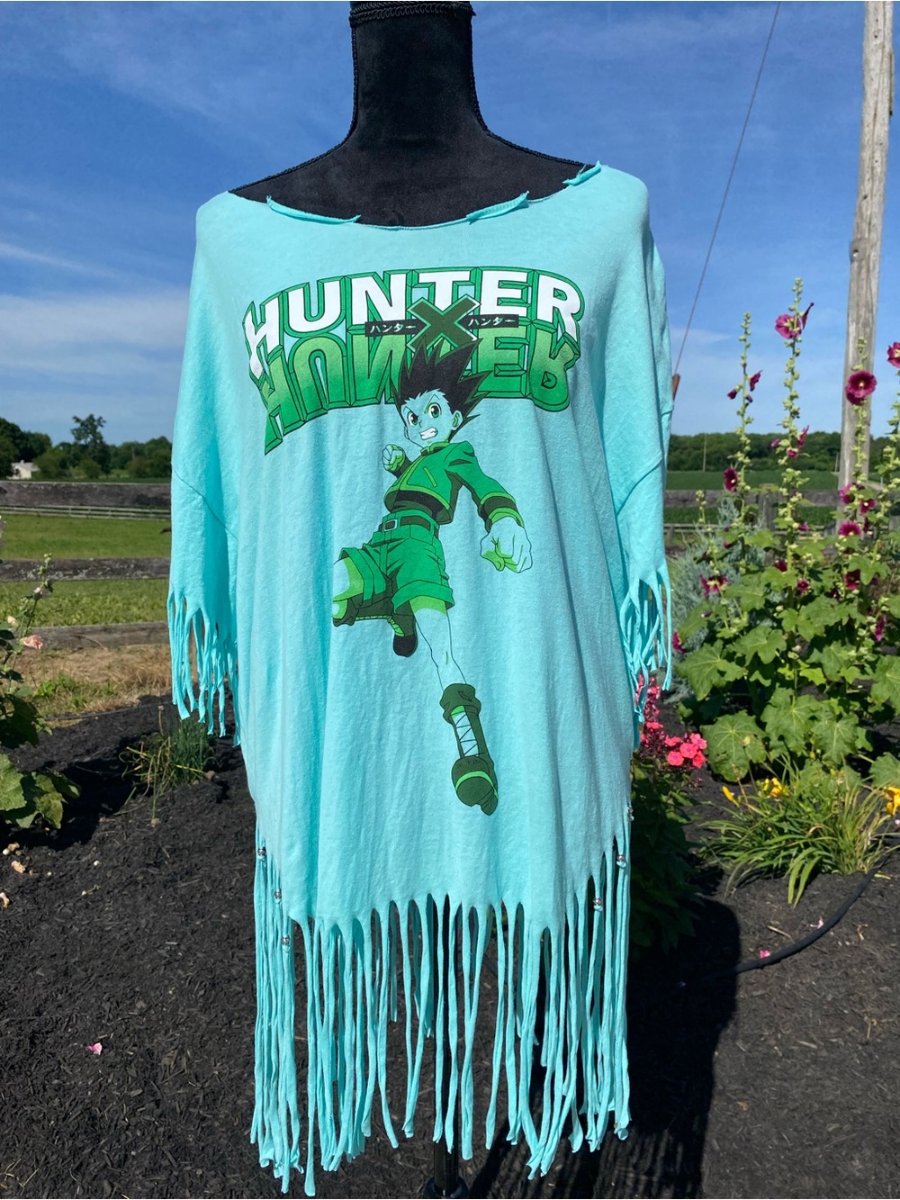 Hunter X Hunter Anime Fringed Custom T-Shirt Aqua Xxl